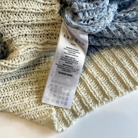 SANDRO Paris Obeline Color Block Openwork Sweater Size 3 (Large) - Picture 11 of 16